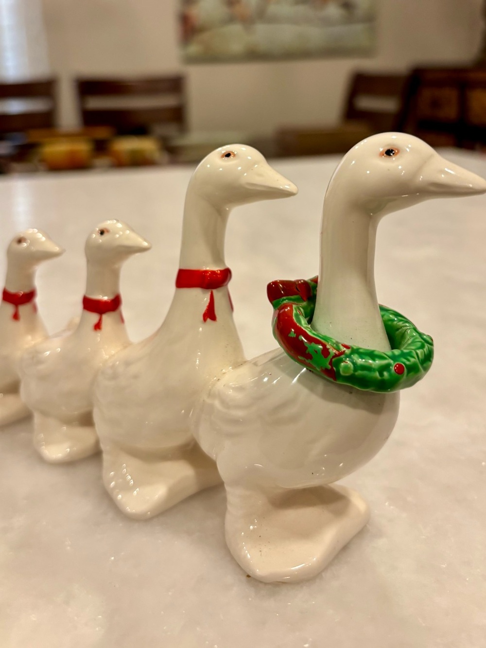 Department 56 Ceramic 4 Geese In A Row 4.25x7” Vintage Made In Taiwan